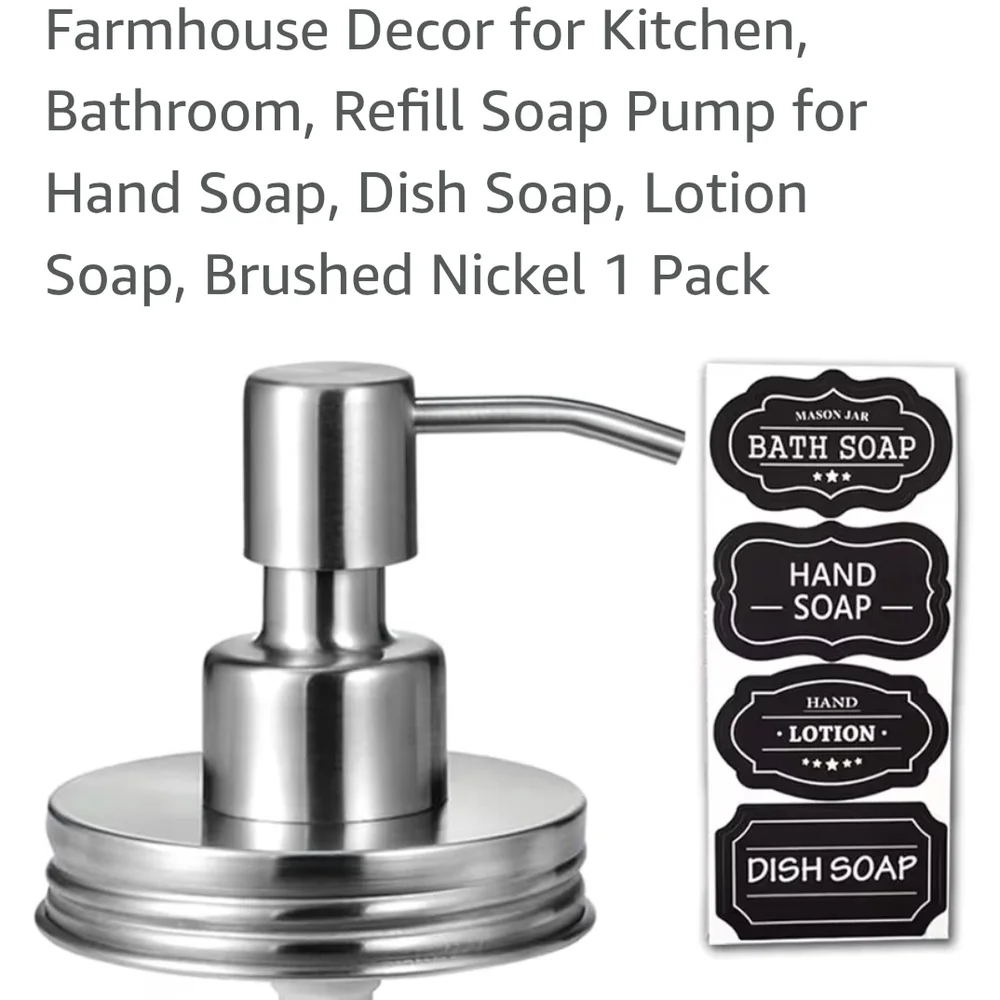 Blue Mason Jar Soap Dispenser With New Dispenser Kit And Two Labels